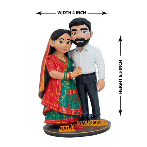 Custom Handpainted Indian Couple Cartoon Figurine Personalized Wedding Anniversary Gift Statue